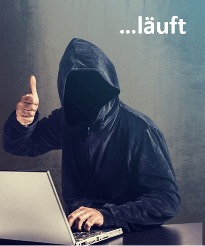 Hacker Ein Hacker der Daumen macht